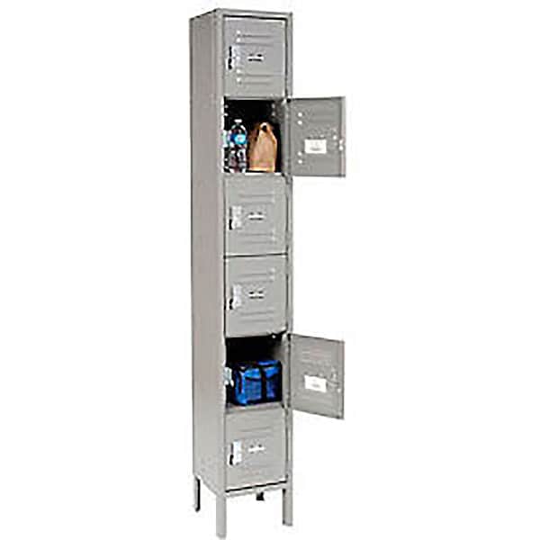 Global Industrial 6-Tier 6 Door Box Locker, 12W x 15D x 12H, Gray, Assembled 652971GY - main